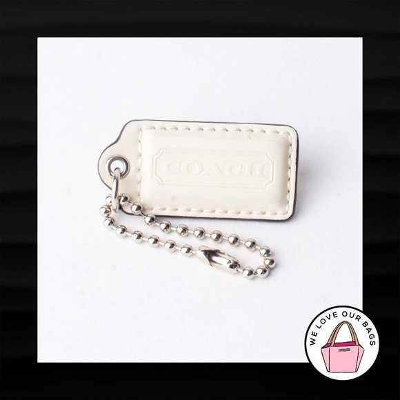 2" Medium COACH WHITE PATENT LEATHER KEY FOB BAG CHARM KEYCHAIN HANGTAG TAG - Picture 1 of 1